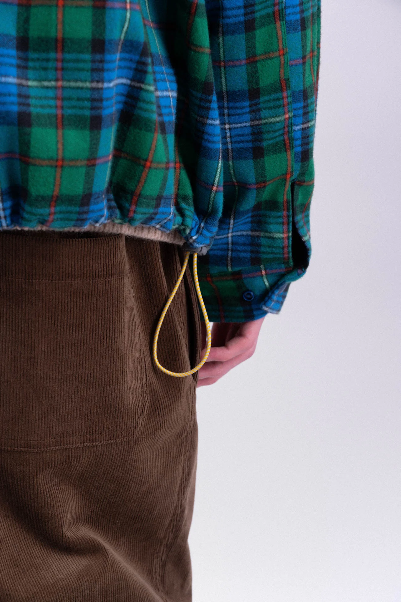 Boxy Swing Jacket - Cord Neck - Tartan - Blue - Image 3
