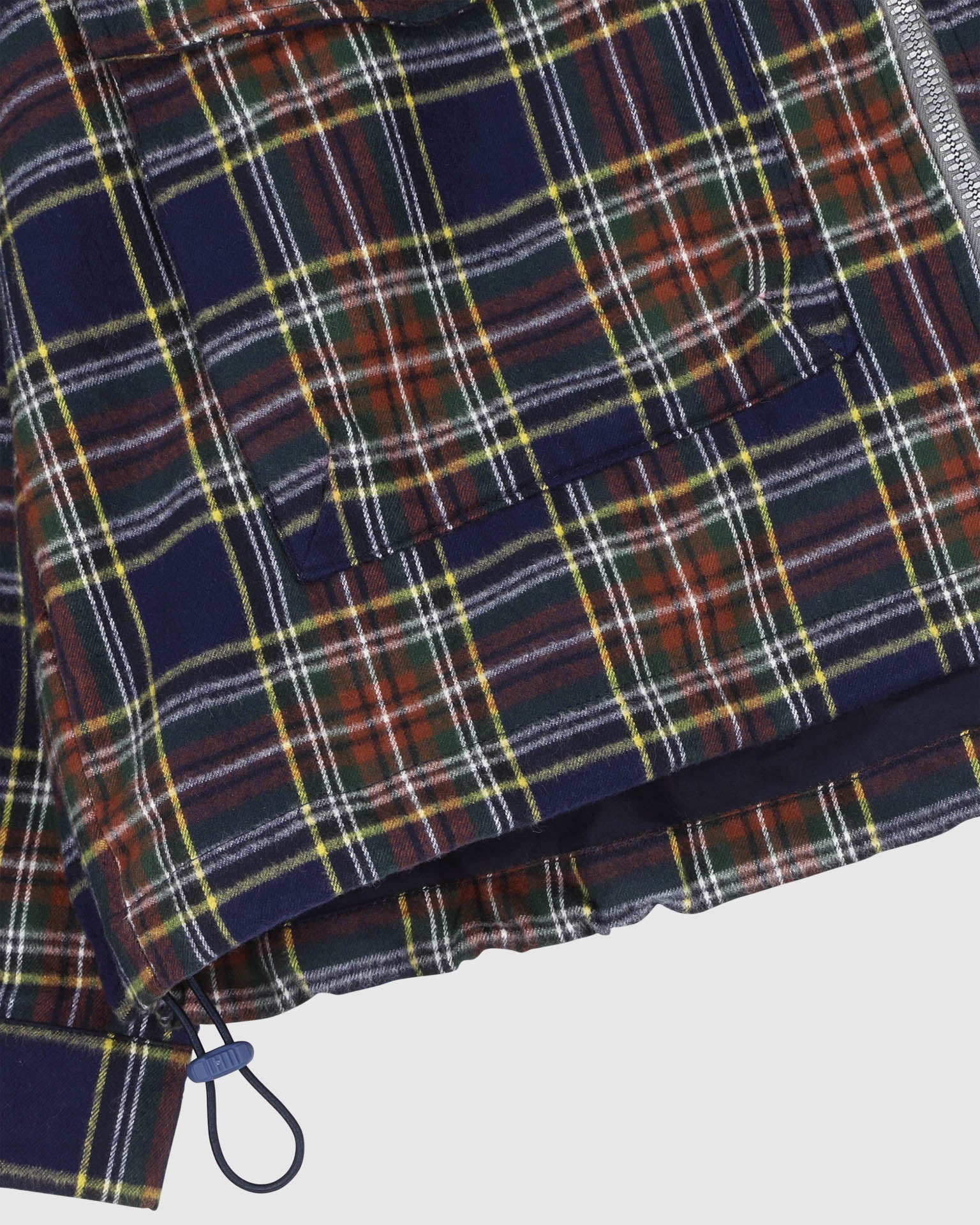 Boxy Swing Jacket - Cord Neck - Tartan - Navy - Image 6