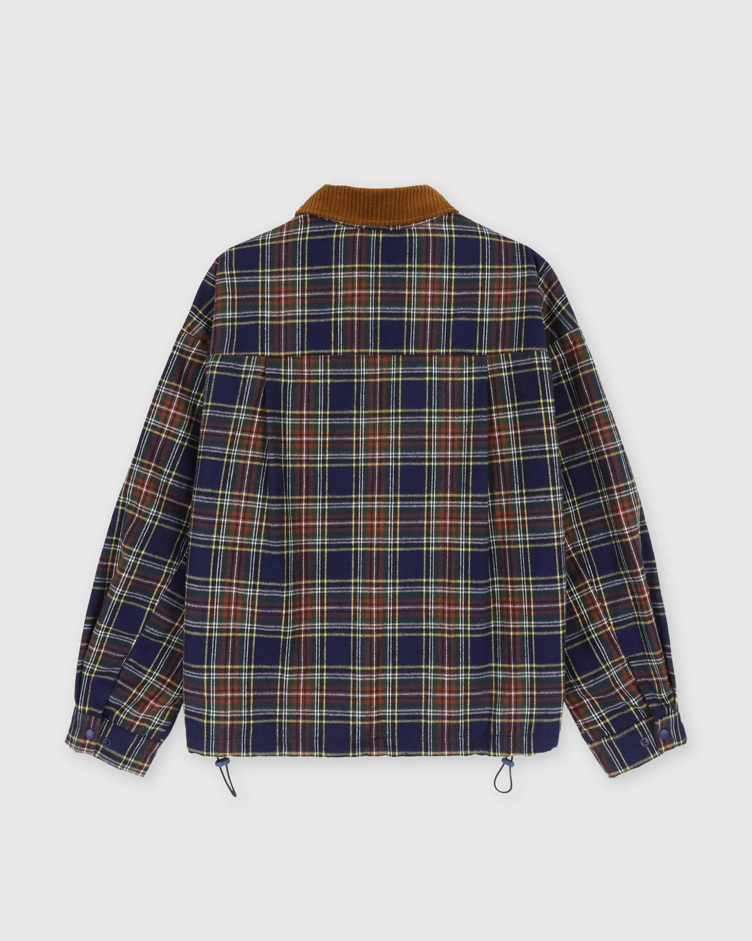 Boxy Swing Jacket - Cord Neck - Tartan - Navy - Image 9