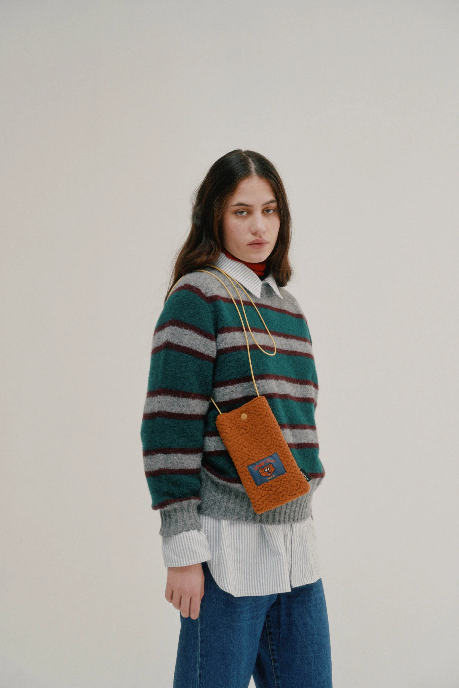 Shaggy Bear Pouch - Recycled Shearling Cognac - Image 5
