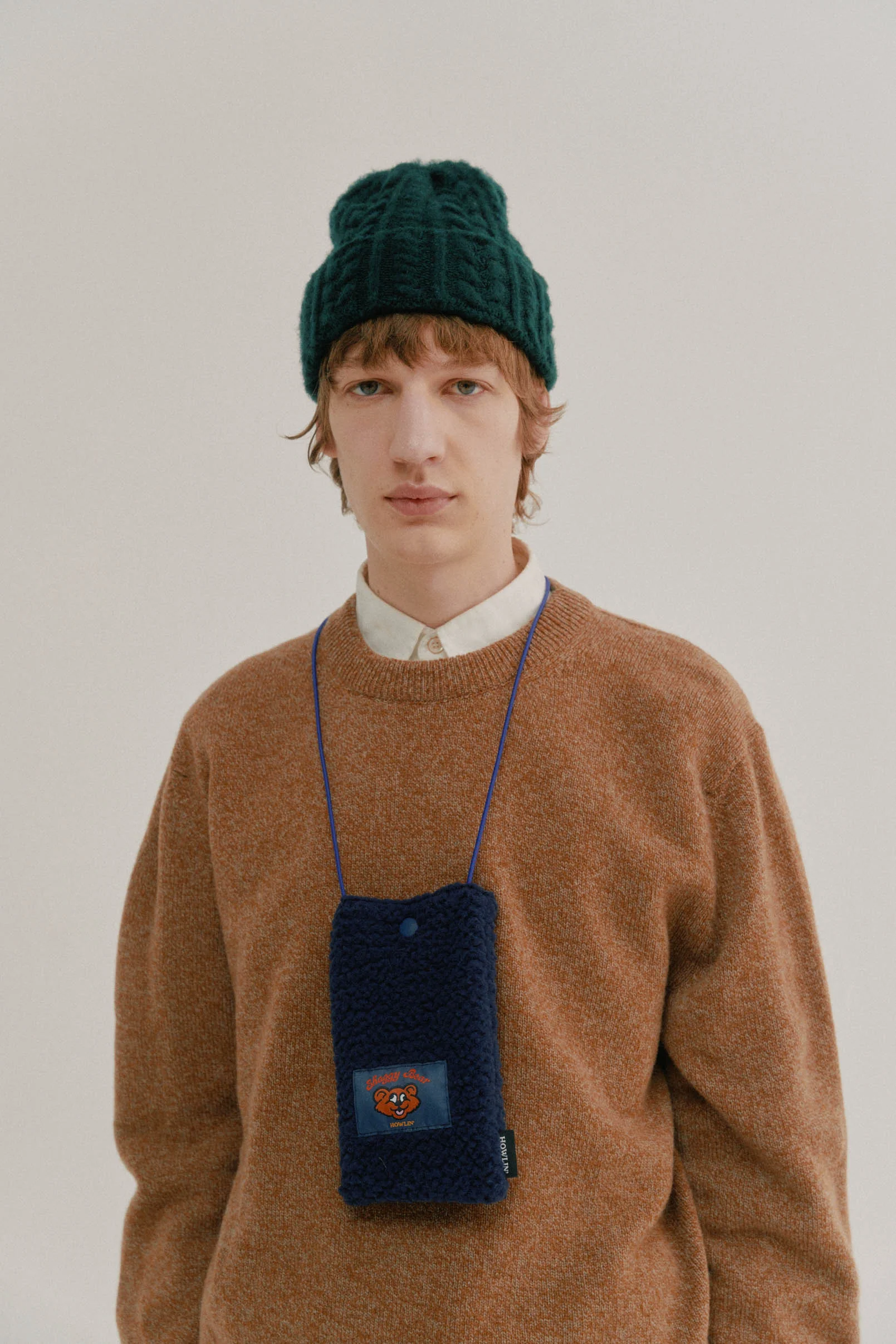 Shaggy Bear Pouch - Recycled Shearling Navy - Image 3